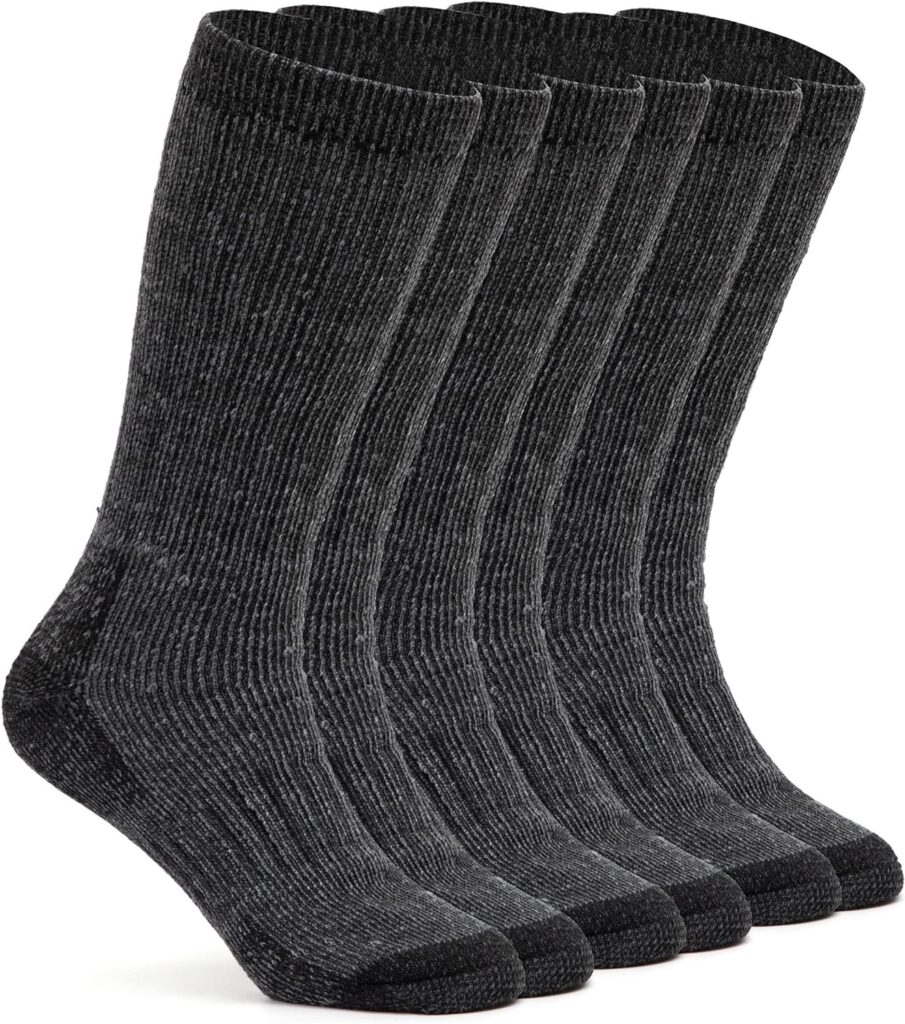 Alvada Mens Merino Wool Crew Socks Thermal and Warm Socks for Winter Work Hiking Running 3 Pairs