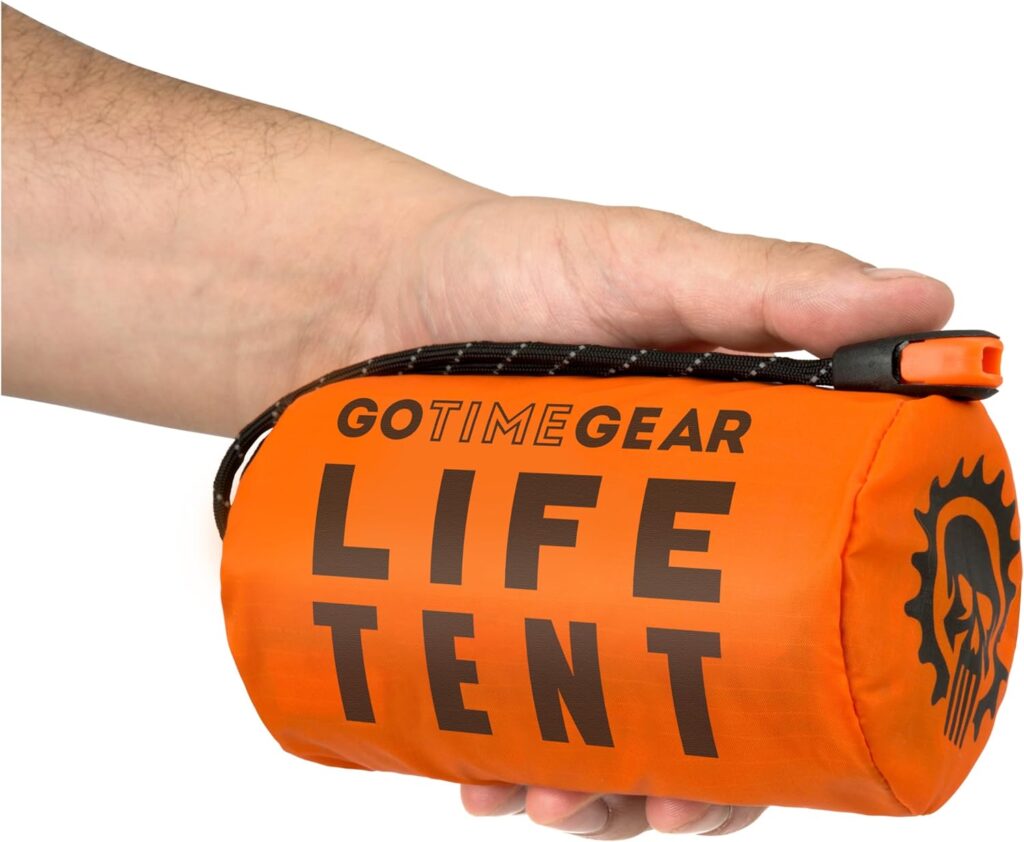 Go Time Gear Life Tent Emergency Survival Shelter – 2 Person Emergency Tent – Use As Survival Tent, Emergency Shelter, Tube Tent, Survival Tarp - Includes Survival Whistle  Paracord