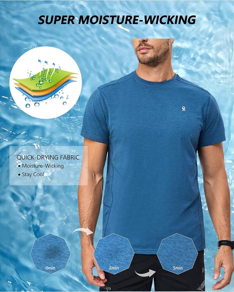 Little Donkey Andy Mens Quick Dry T-Shirt Crew Neck Moisture-Wicking Short Sleeve Tees for Running Hiking Golf