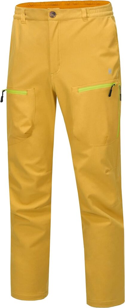 Little Donkey Andy Mens Windproof Fleece Lined Hiking Cargo Pants Water Repellent Softshell Ski Snow Pants