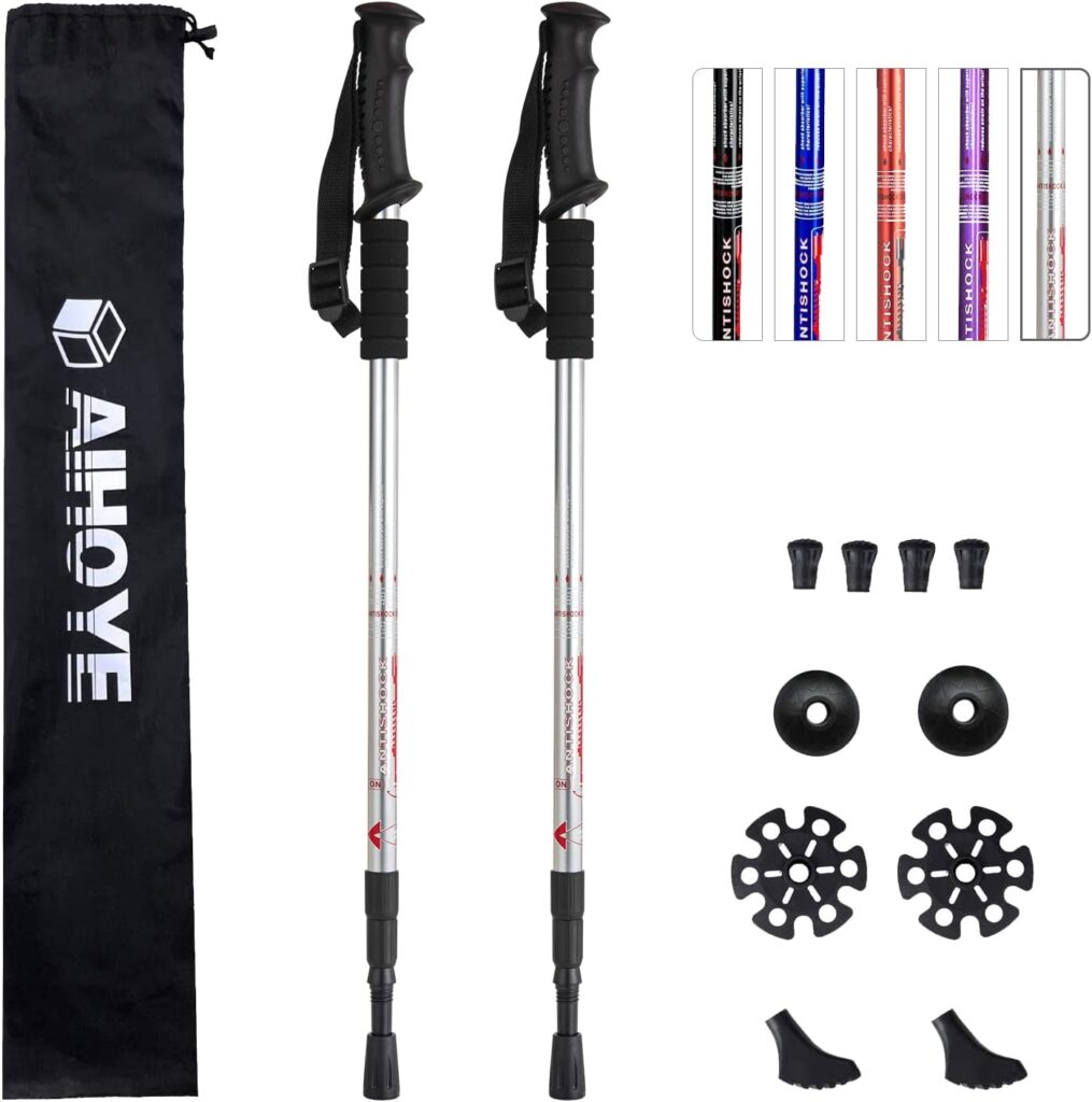 Aihoye Hiking Trekking Poles, 2 Pack Collapsible,Lightweight, Anti Shock, Hiking or Walking Sticks,Adjustable Hiking Pole for Men and Women